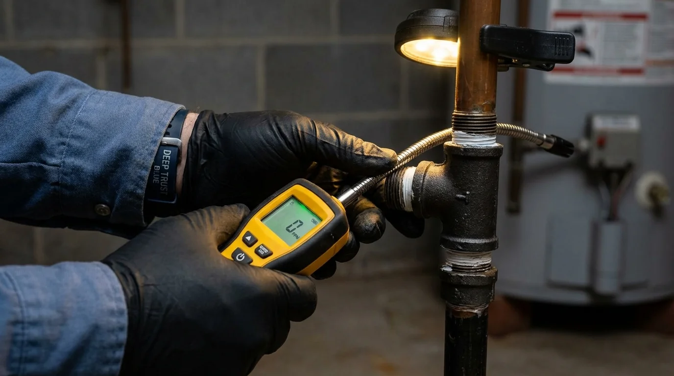 Gas leak detection with electronic sniffer by Johns Plumbing LLC in Colby